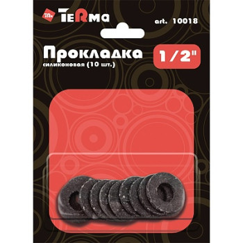 прокладка паронитовая (1/2) ПМБ (маслобензостойкий) 19*10 h-2мм TeRma 10018 (упаковка 10 шт.) в блис