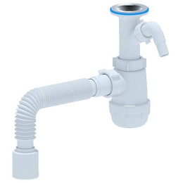 сифон д/мойки АНИ Грот 1.1/2"х40 с литым вып.,c отводом д/стир.машины,с гибк.трубой 40х50 А2010