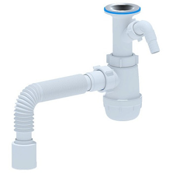 сифон д/мойки АНИ Грот 1.1/2"х40 с литым вып.,c отводом д/стир.машины,с гибк.трубой 40х50 А2010