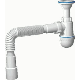 сифон д/мойки АНИ 1.1/2"х40 с гибкой трубой 40х40/50, с литым выпуском C0515