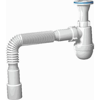 сифон д/умывальника АНИ 1.1/4"х40 с гибкой трубой 40х40/50, с литым выпуском C2015