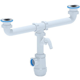 сифон д/мойки АНИ Грот 1.1/2"х40 двойной c отводом д/стир.машины A3500