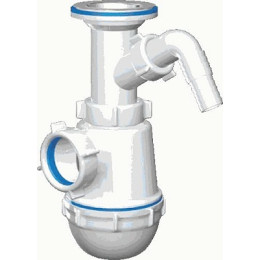 сифон д/мойки АНИ Грот 1.1/2"х40 с литым выпуском, c отводом д/стир.машины A2000