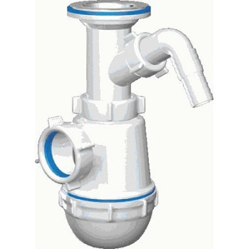 сифон д/мойки АНИ Грот 1.1/2"х40 с литым выпуском, c отводом д/стир.машины A2000