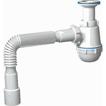 сифон д/мойки АНИ Грот 1.1/2"х40 с литым выпуском, с гибкой трубой 40х40/50 А0515