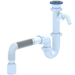 сифон д/мойки АНИ 1.1/2"х40 прямоточный c отводом д/стир.машины, с гибкой трубой 40х50 D1010