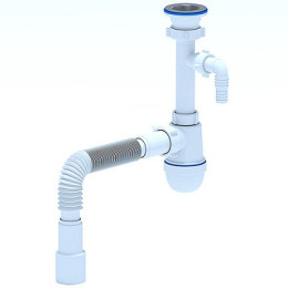 сифон д/мойки АНИ 1.1/2"х40 c отводом д/стир.машины,с гибкой трубой 40х40/50 C0315