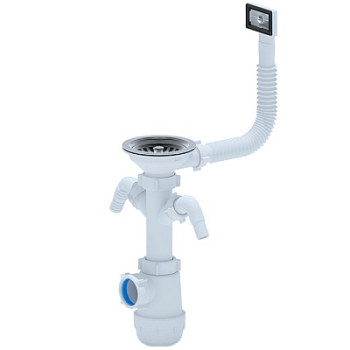 сифон д/мойки АНИ Грот 3.1/2"х40 c 2-мя отводами д/стир.машины, с гибким переливом А0146S