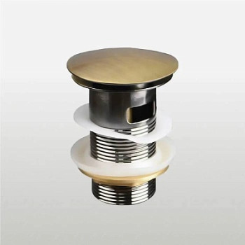 донный клапан с опцией смарт-клик большая кнопка c переливом античная бронза TeRma 10109