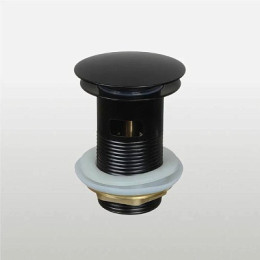 донный клапан с опцией смарт-клик большая кнопка c переливом черный матовый TeRma 10111