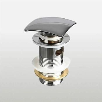 донный клапан с опцией смарт-клик квадратная кнопка с переливом хром TeRma 10116