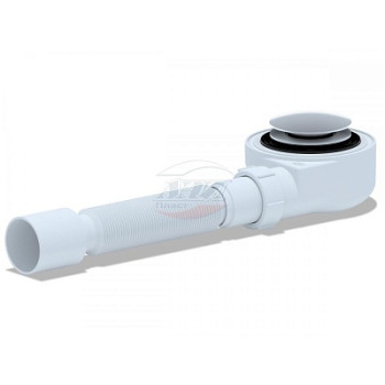 сифон для душевого поддона АНИ 1.1/2" слив 50мм h-53мм Click Clack с гиб.тр.40/50 хром (гриб+сетка)