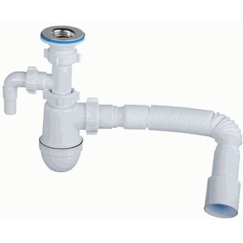 сифон д/умывальника АНИ 1.1/4"х40 c отводом д/стир.машины,с гибкой трубой 40х40/50 С1315