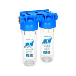 фильтр двухступенчатый АКВАБРАЙТ SLIM LINE (лат.резьба 1/2",кронштейн и ключ в комплекте) АБФ-2 1/2