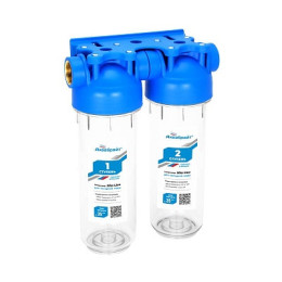 фильтр двухступенчатый АКВАБРАЙТ SLIM LINE (лат.резьба 1",кронштейн и ключ в комплекте) АБФ-2 1