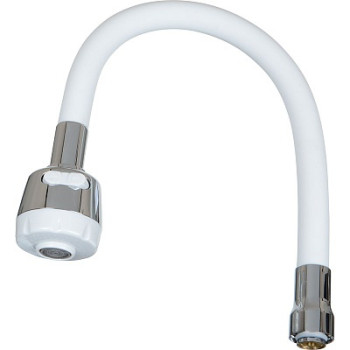 излив гибкий LUXE с лейкой 2 режима белый 49см MELODIA MKP20655