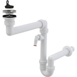 сифон д/мойки 1.1/2"х40 экономящий пространство с нерж.решет.,с отв. д/быт.тех. A870P-DN40 Alcadrain