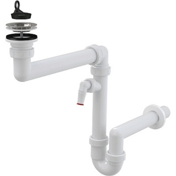 сифон д/мойки 1.1/2"х40 экономящий пространство с нерж.решет.,с отв. д/быт.тех. A870P-DN40 Alcadrain