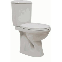 унитаз-компакт Суперкомпакт хром белый, верт.выпуск, нижн.подв., кнопка, с сиденьем (ВЫПУСК В ПОЛ)