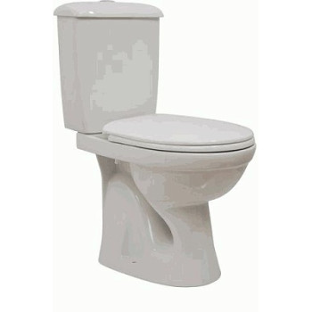 унитаз-компакт Суперкомпакт хром белый, верт.выпуск, нижн.подв., кнопка, с сиденьем (ВЫПУСК В ПОЛ)