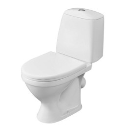 унитаз-компакт Соната косой выпуск, нижн.подв., сиденье полипроп., белый (Santeri)
