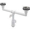 сифон д/мойки 1.1/2"х40/50 двойнной с нерж. решетками д.115 и отводом д/быт.техники A453P Alcadrain