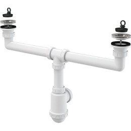 сифон д/мойки 1.1/2"х40/50 двойной с нержавеющими решетками д.70 A449-DN50/40 Alcadrain