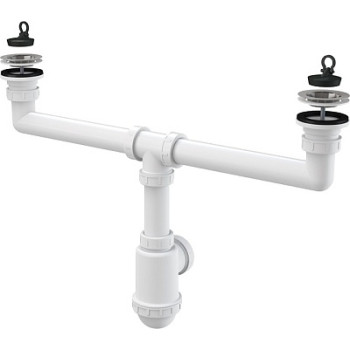 сифон д/мойки 1.1/2"х40/50 двойной с нержавеющими решетками д.70 A449-DN50/40 Alcadrain