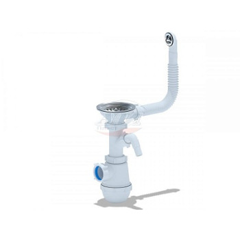 сифон д/мойки АНИ Грот 3.1/2"х40 с отводом д/стир.машины, с круглым гибк.переливом A1042S