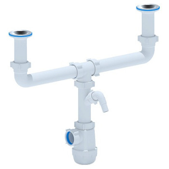 сифон д/мойки АНИ Грот 1.1/2"х40 двойной, разноуровневый, c отводом д/стир.машины А4000