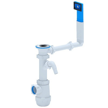 сифон д/мойки АНИ Грот 1.1/2"х40 с жестким перелив.,с отводом д/стир.машины А1040