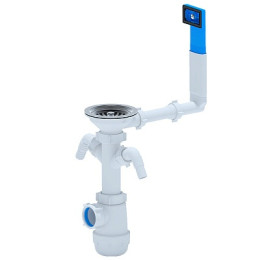 сифон д/мойки АНИ Грот 3.1/2"х40 c 2-мя отводами д/стир.машины, с жестким переливом А0146