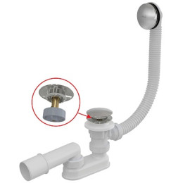 сифон д/ванны автомат Click Clack металл Alcadrain A504CKM-80