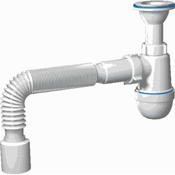 сифон д/мойки АНИ 1.1/2"х40 с гибкой трубой 40х50, с литым выпуском С0510