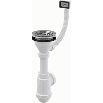 сифон д/мойки 1.1/2"х40/50 с нерж.решеткой д.115, переливом (широкий выпуск) A447-DN50/40 Alcadrain