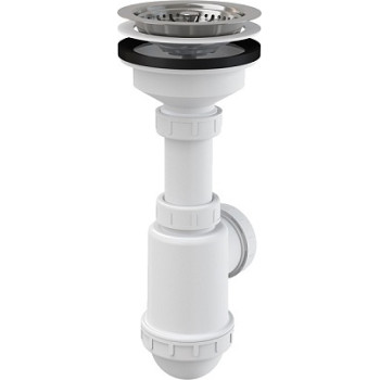сифон д/мойки 1.1/2"х40/50 с нерж. решеткой д.115 A446 Alcadrain