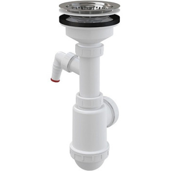 сифон д/мойки 1.1/2"х40/50 с нерж. решеткой д.115 и отводом д/быт.техники A446P Alcadrain