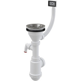 сифон д/мойки 1.1/2"х40/50 с нерж.решеткой д.115,переливом,с отв.д/быт.тех. A447-DN50/40 Alcadrain