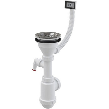 сифон д/мойки 1.1/2"х40/50 с нерж.решеткой д.115,переливом,с отв.д/быт.тех. A447-DN50/40 Alcadrain