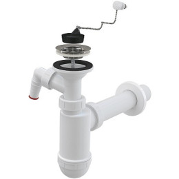 сифон д/умывальника 1 1/4"х40 с отводом д/быт.техники и цепочкой A41PR Alcadrain