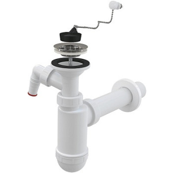 сифон д/умывальника 1 1/4"х40 с отводом д/быт.техники и цепочкой A41PR Alcadrain