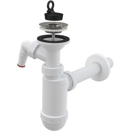 сифон д/умывальника д.32 с отводом д/быт.техники и нержавеющей pешеткой д.63 A410P Alcadrain