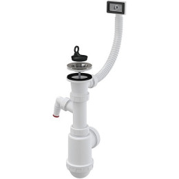 сифон д/мойки 1.1/2"х40/50 с нерж.решеткой д.70, переливом и отв. д/быт.тех. A444P-DN50/40 Alcadrain