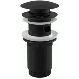 донный клапан click/clack c большой кнопкой, c переливом, черный матовый A392BLACK Alcadrain