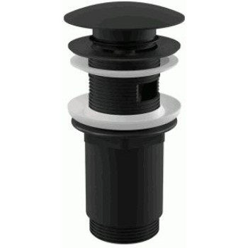 донный клапан click/clack c большой кнопкой, c переливом, черный матовый A392BLACK Alcadrain