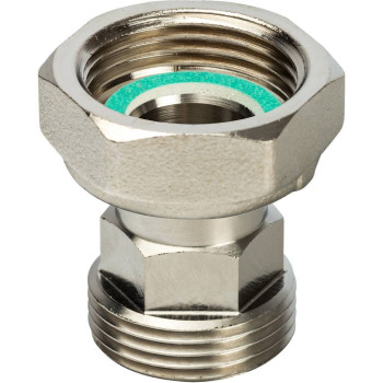 Разъемное соединение STOUT 3/4 с плоским уплотнением и обратным клапаном, никелированное, SDG-0019-020020