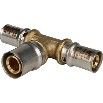 Тройник переходной STOUT 16x20x16 для металлопластиковых труб прессовой, SFP-0005-162016