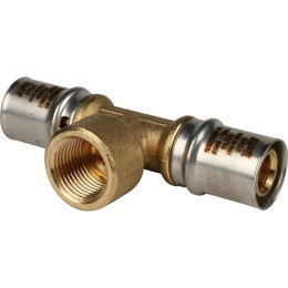 Тройник-переходник STOUT с внутренней резьбой 20х1/2 х20 для металлопластиковых труб прессовой, SFP-0007-001220