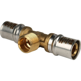 Тройник-переходник STOUT с наружной резьбой 20х1/2 х20 для металлопластиковых труб прессовой, SFP-0008-201220