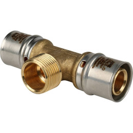 Тройник-переходник STOUT с наружной резьбой 26х3/4 х26 для металлопластиковых труб прессовой, SFP-0008-263426